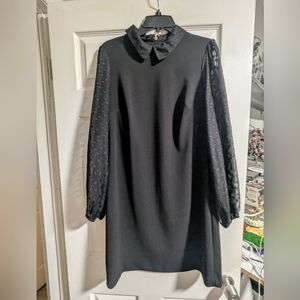 Tommy Hilfiger Black Sheath Dress with Bishop Sleeves